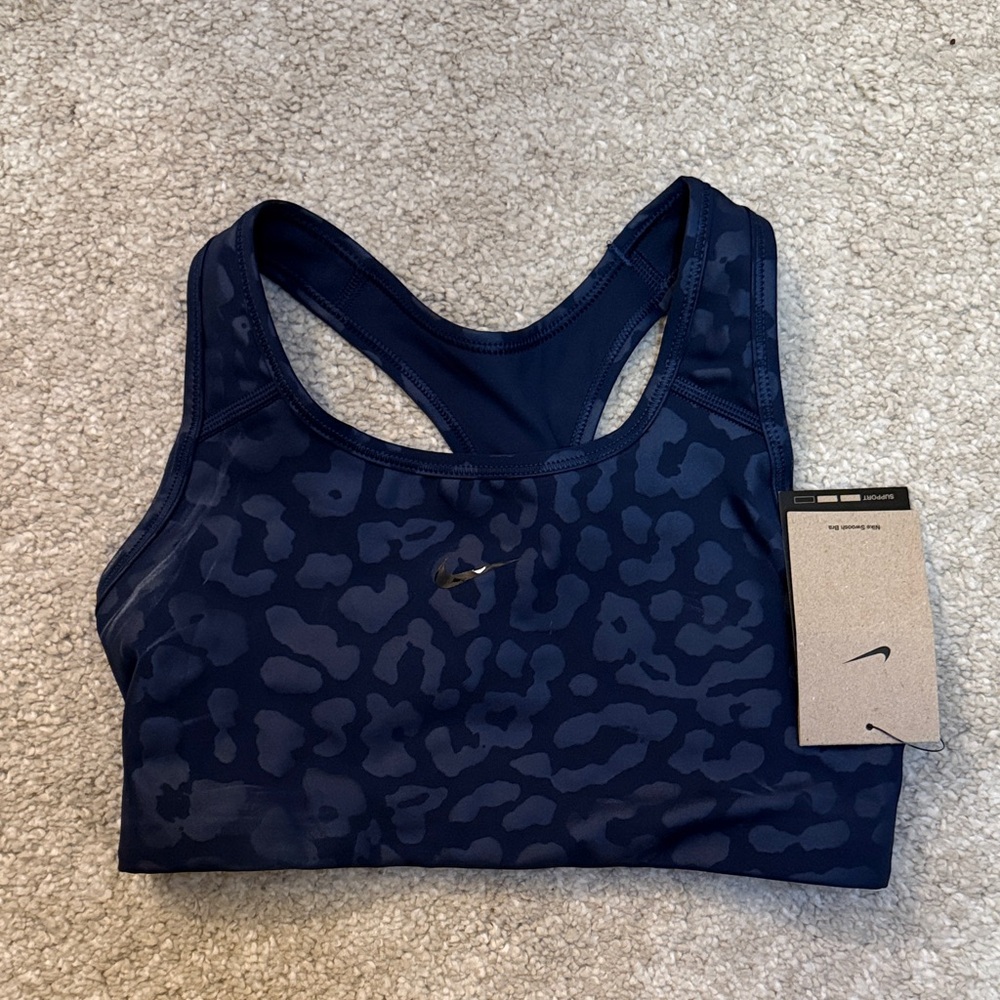 Nike Women's Navy Leopard Sports Bra NTW